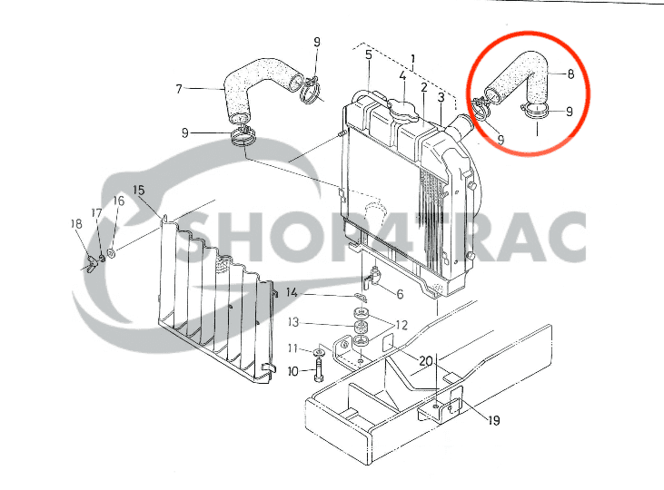 Bovenste Radiateurslang B7000/7001 | Shop4Trac
