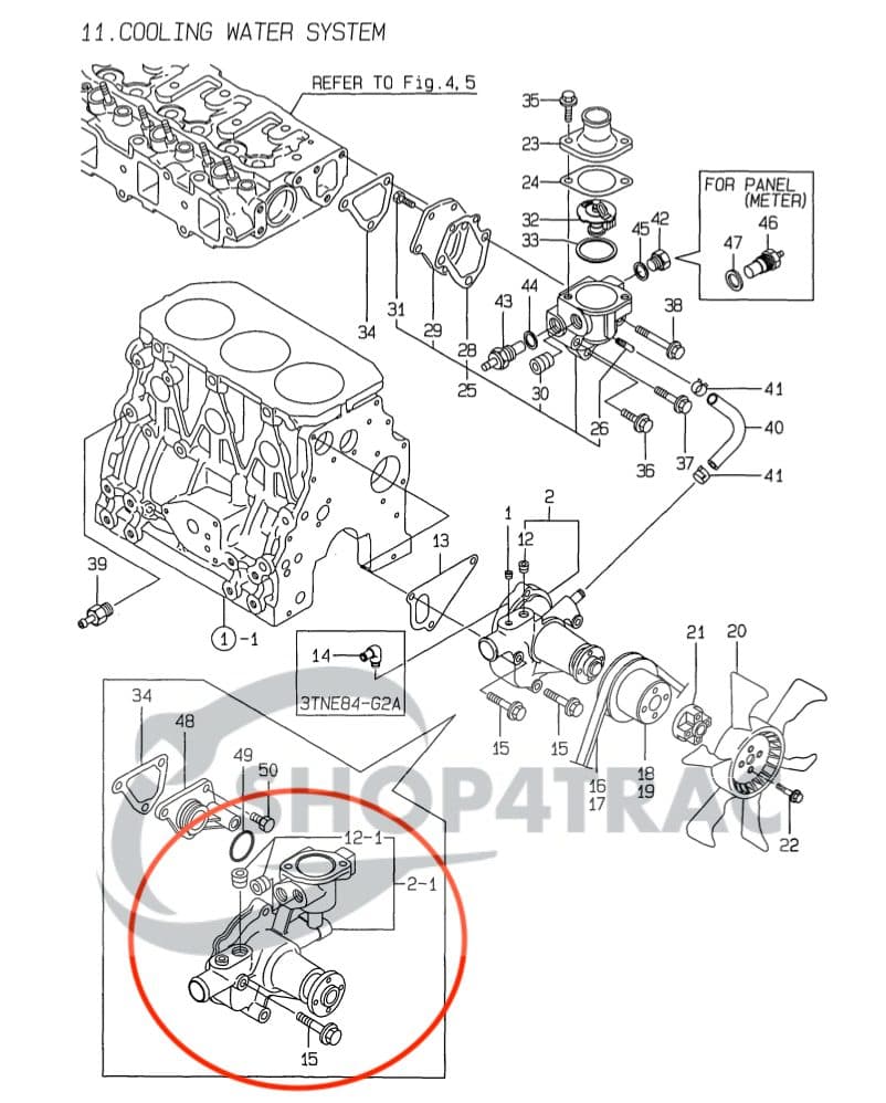 Waterpomp Yanmar 3TNV88, 4TNV88 met pijpjes | Shop4Trac
