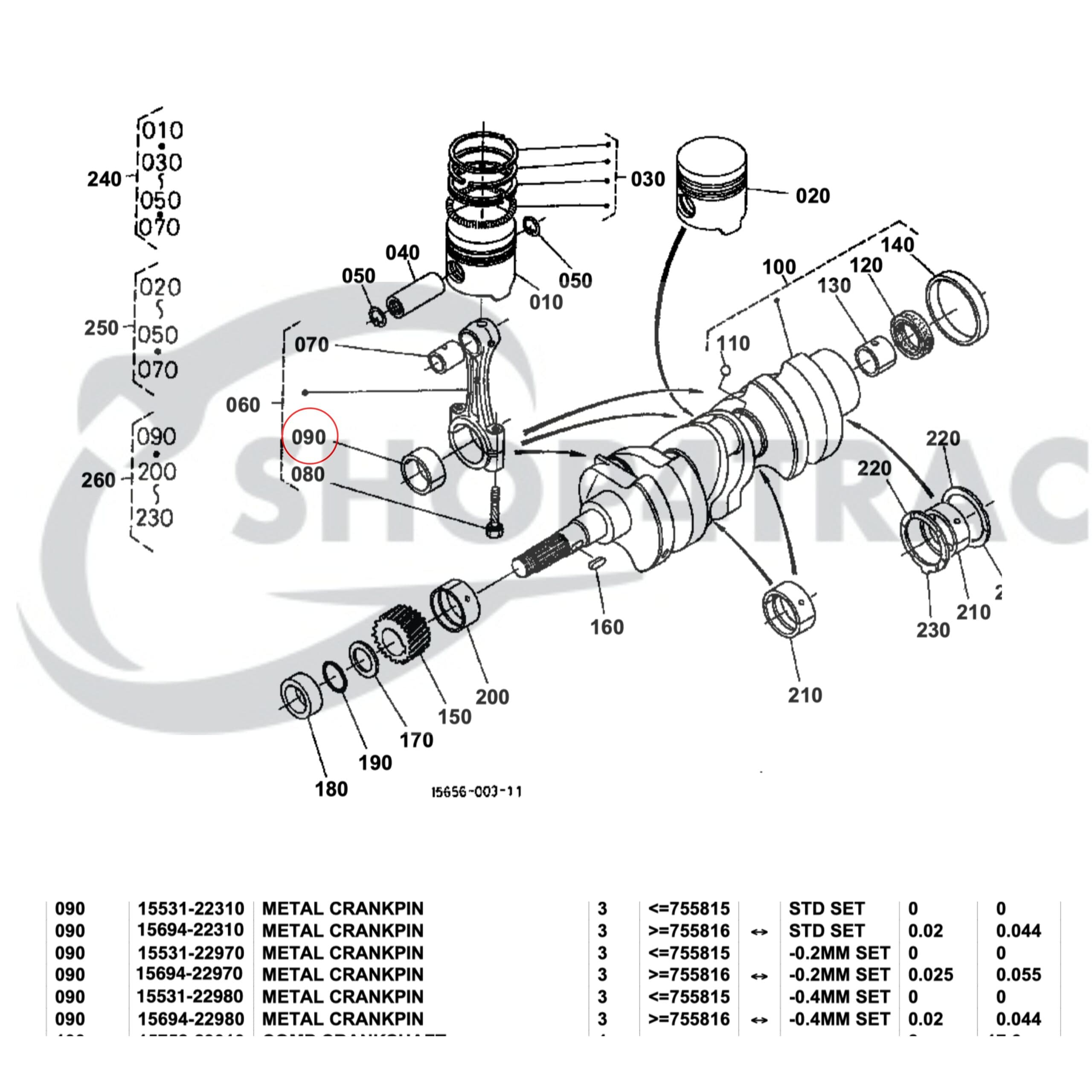 Drijfstanglager / lagerschalen Kubota D750 | D850 | V1200 | Z500 - 2