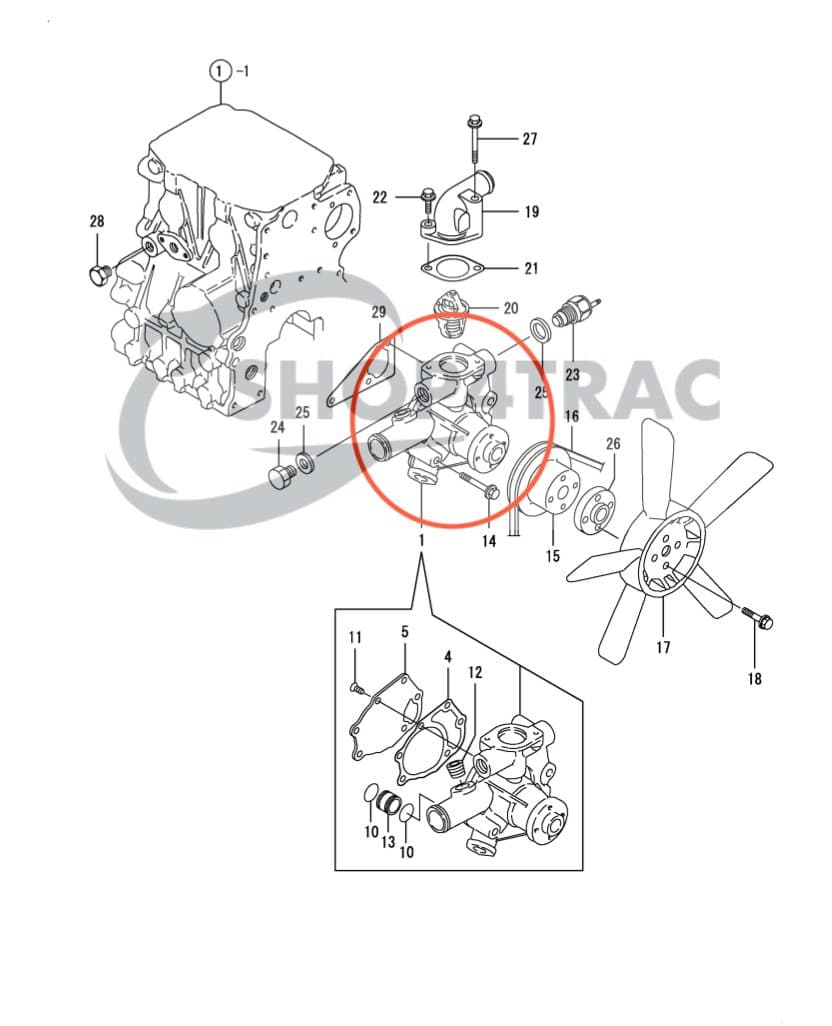 Waterpomp Yanmar 2TNE68 | 3TNE68 | Shop4Trac