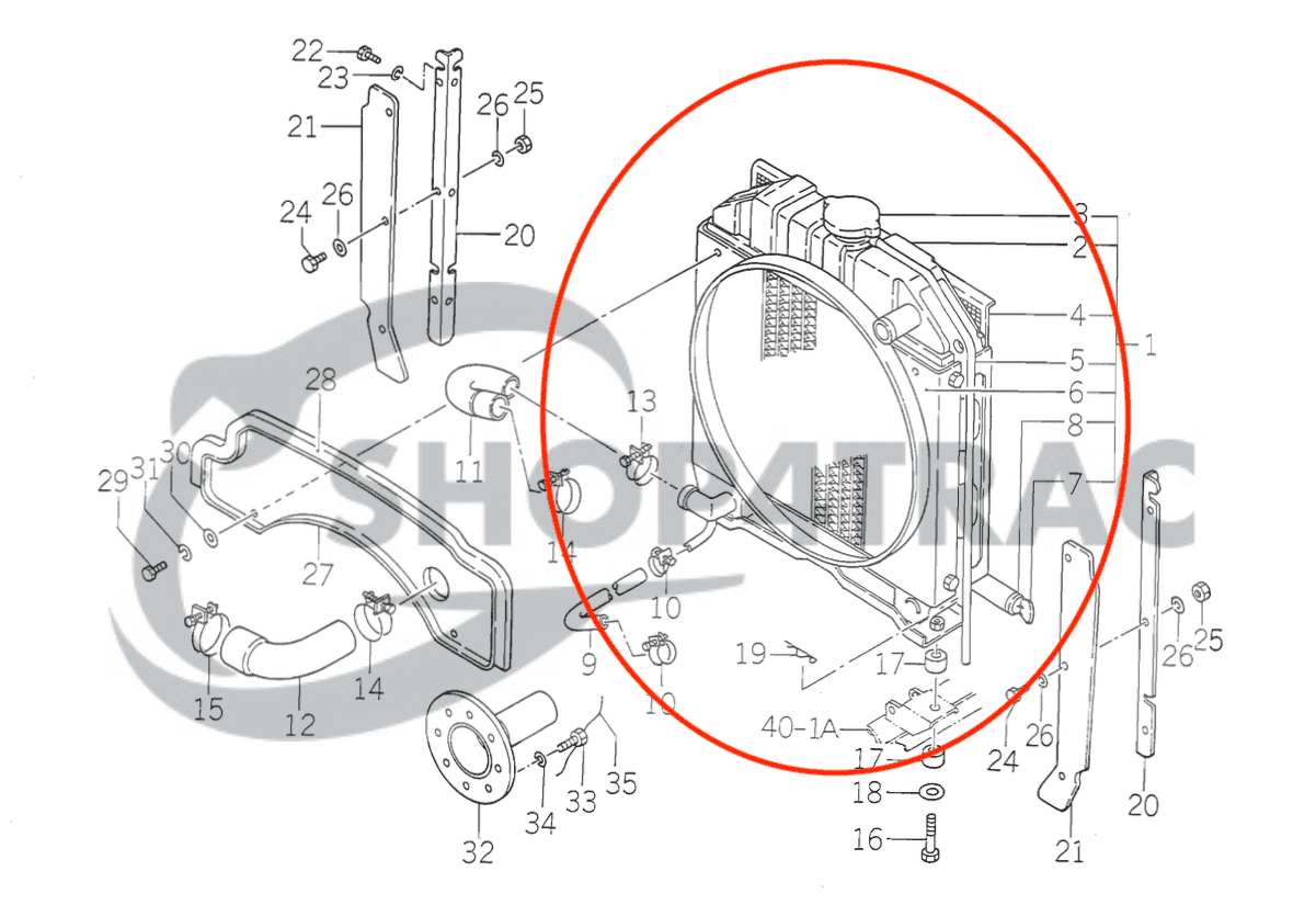 Radiateur Iseki | TU1700 | TU1900 | TU2100 | TE3210 | Shop4Trac