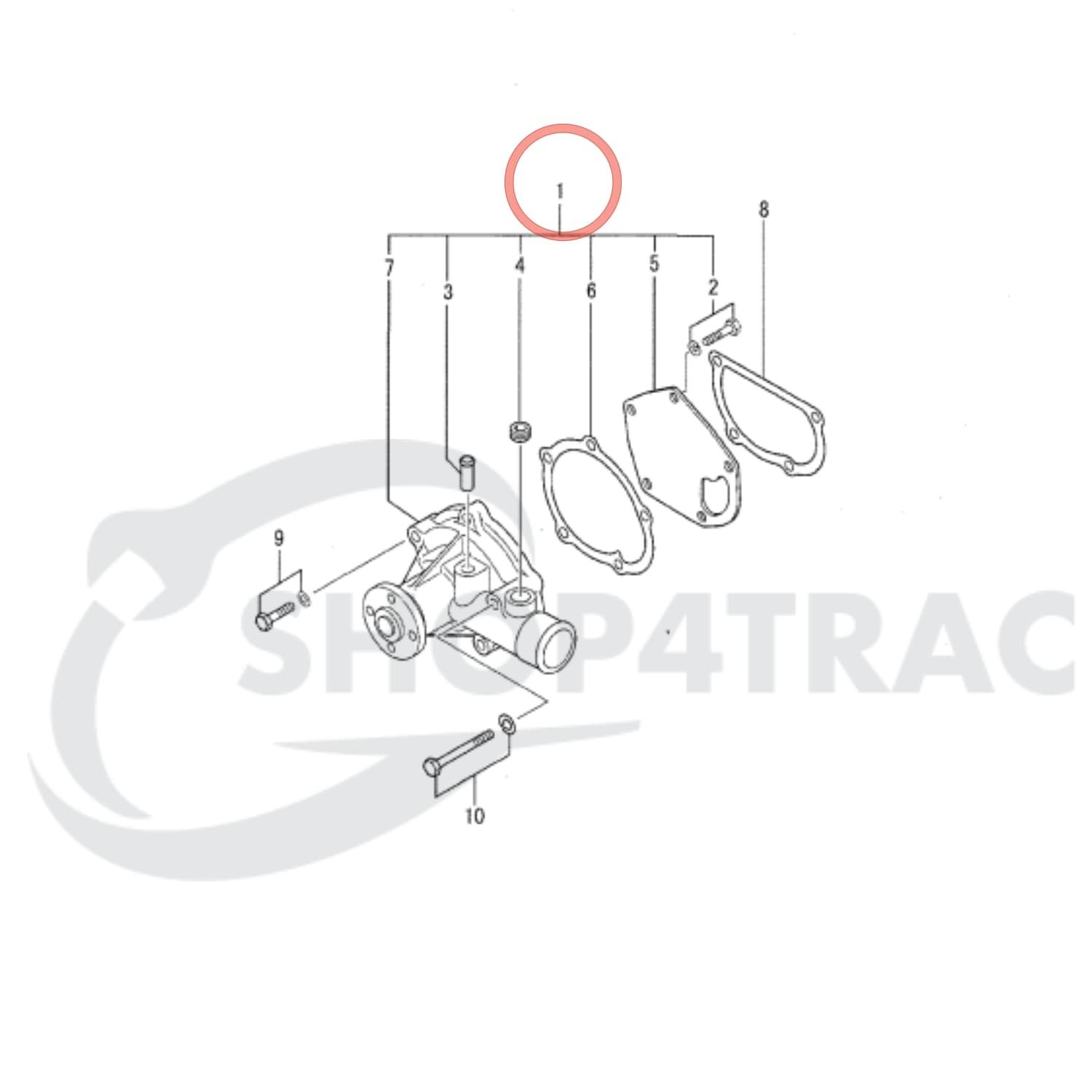 Waterpomp Mitsubishi S4Q | S4Q2 | Caterpillar DP15N - DP20CN | Terex TC51 - TC65 - 4