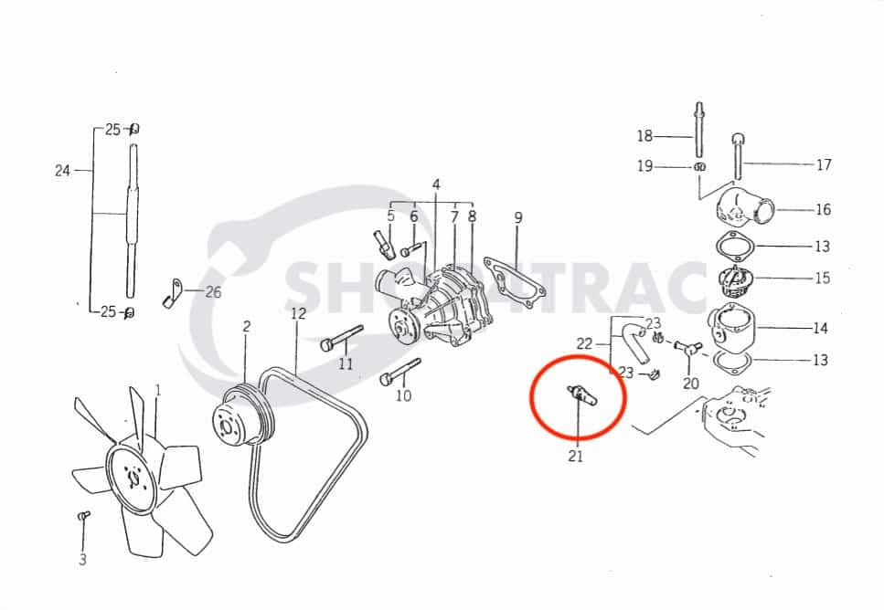 Temperatuurschakelaar Mitsubishi K3A - K3F | K4A - K4F | Iseki | Satoh - 4
