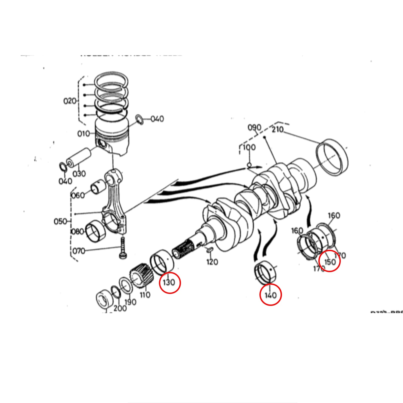 Hoofdlager set Kubota D662 | D722 | D782 | Z482 - 2