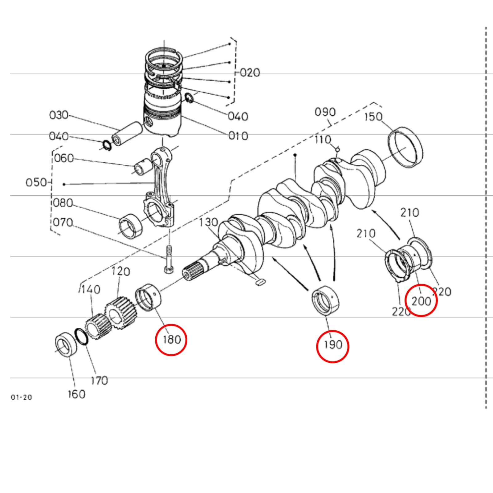 Hoofdlager set Kubota D905 | D1005 | D1105 | V1205 | V1305 | V1505 - 2