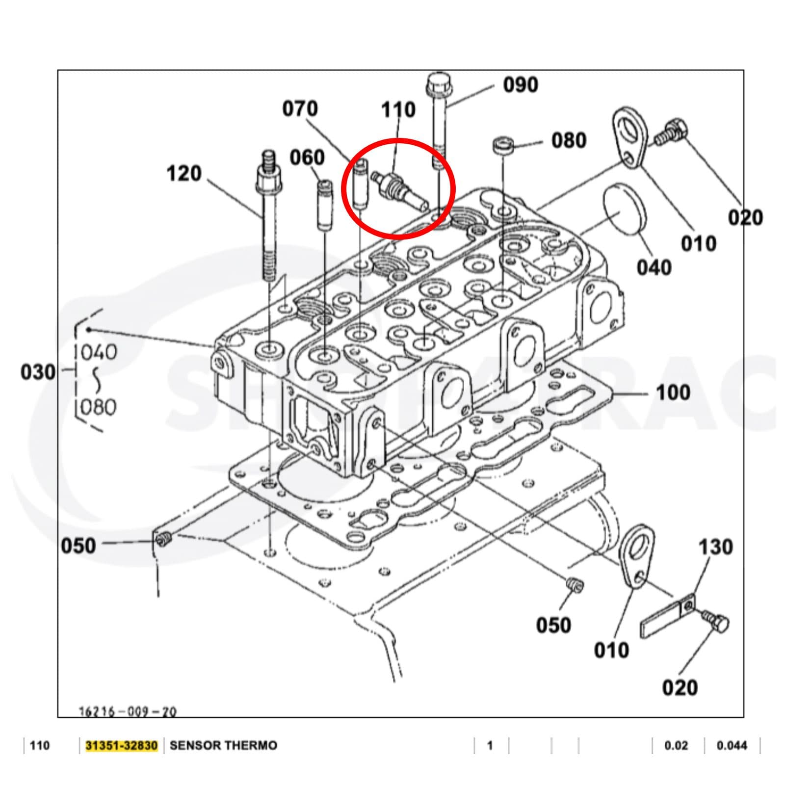 Temperatuurschakelaar Kubota D905, D1005, D1105 | Shop4Trac