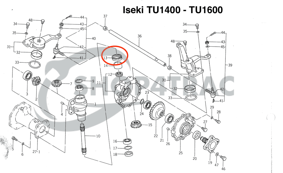 Voorras keerring | Asafdichting | Fusee Iseki TL1900 - TL2100 | TU1400 - TU1601 | TU1700 - TU2101 | Shop4Trac