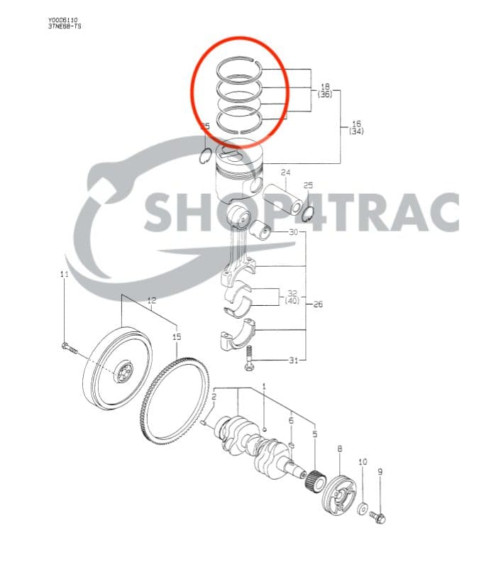 Zuigerveren Yanmar 2TNE68 | 3TNE68 | Takeuchi | Komatsu 3D68E | Shop4Trac