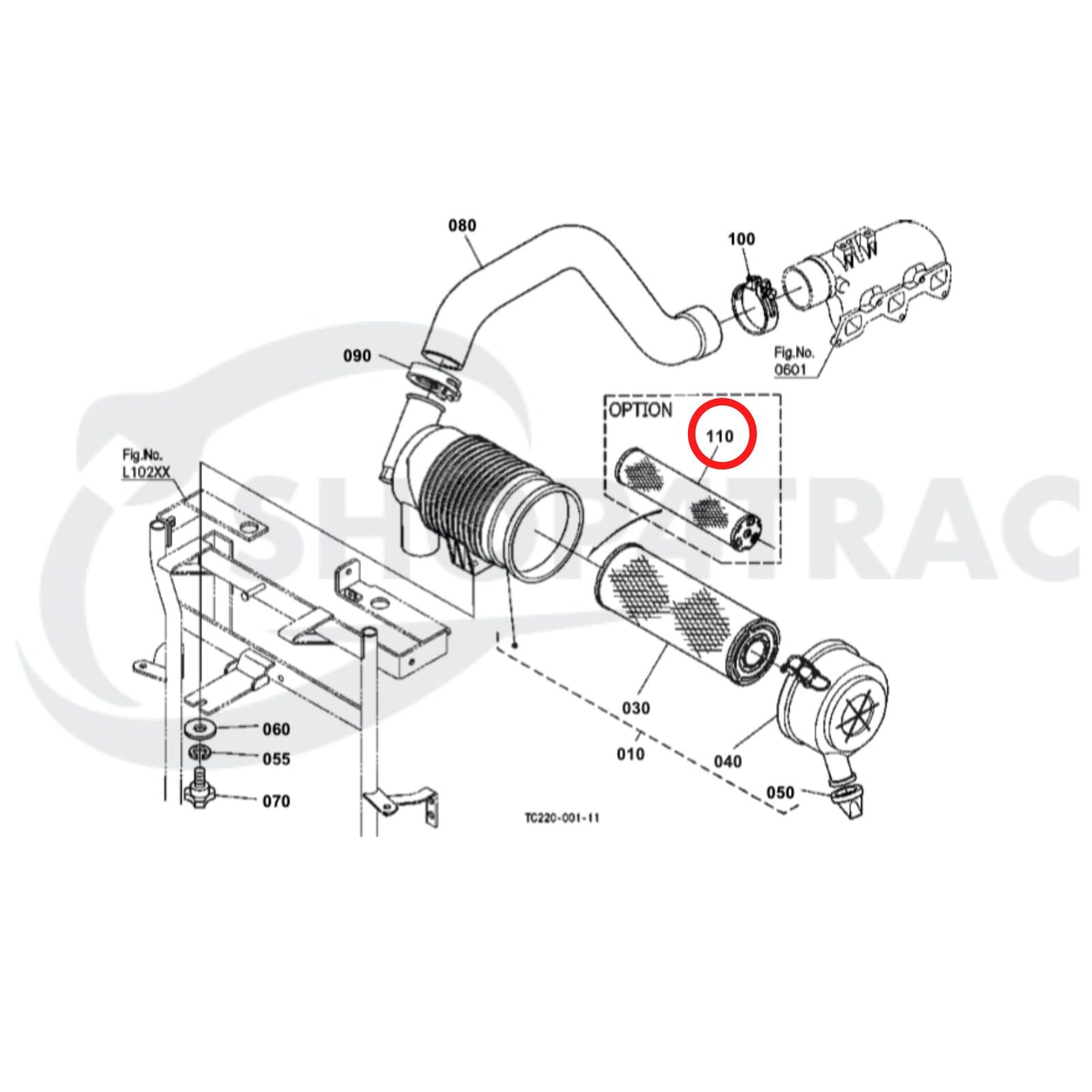 Luchtfilter intern Kubota L-serie | John Deere | Bobcat | Yanmar | Shop4Trac