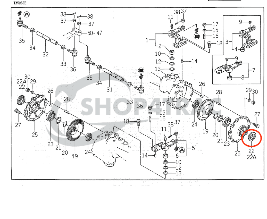 Vooras keerring verticaal | TA207 - TA317 | TA525 - 5135 | TG21 - TG31 | TK21 - TK538 - 2