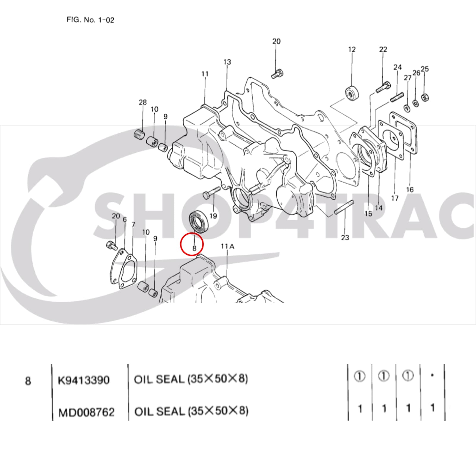 Keerring John deere Hydrostat | Iseki PTO keerring | Yanmar | TC35508 | Mitsubishi Krukas voor - 5