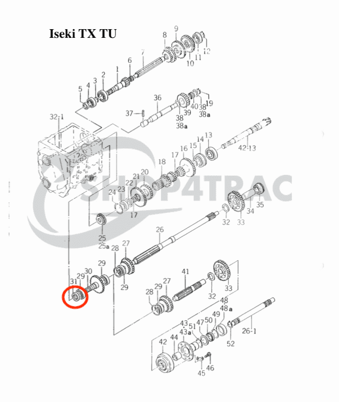 Keerring Iseki 4WD ingaande as | Kubota 4WD AS B1121 - B3030 keerring | TC20358 - 5