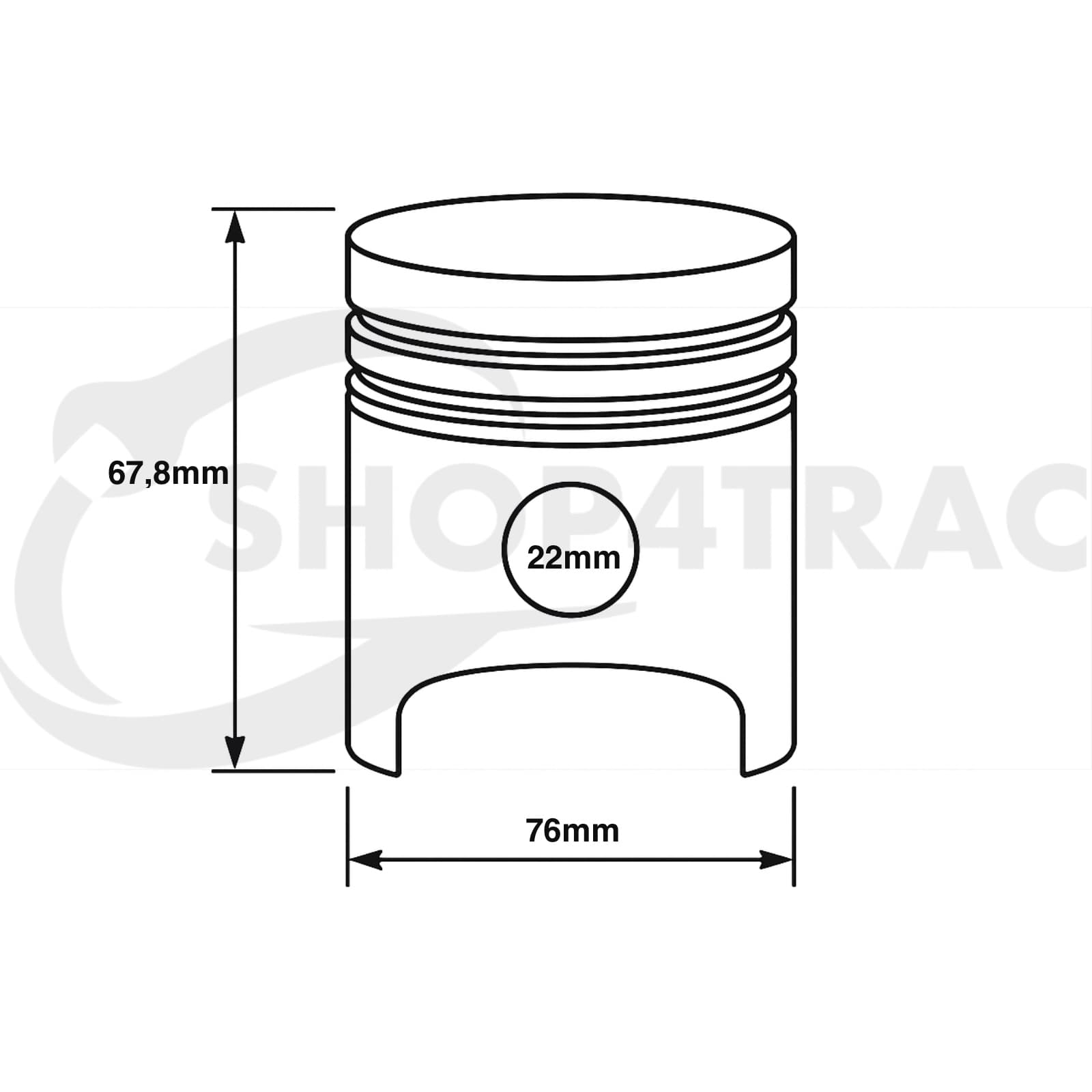 Zuiger Yanmar 3TNV76 | Takeushi | Goldoni | Komatsu | Landini | McCormick | Valpadana - 2