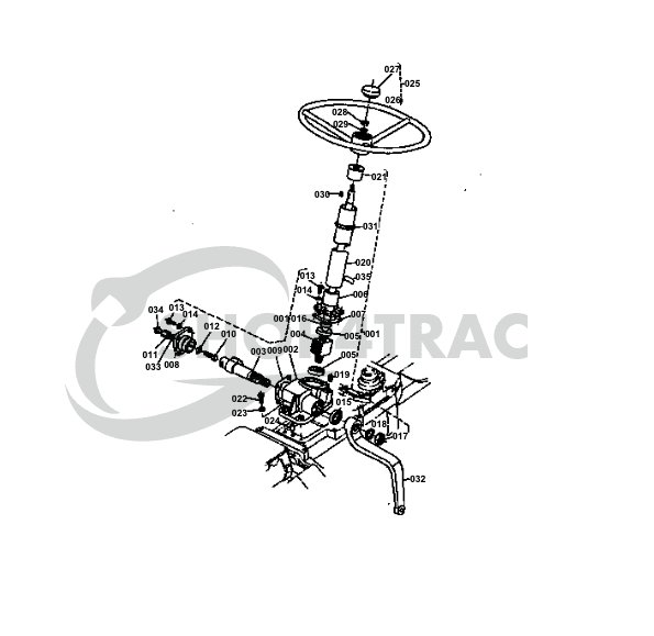 Stuurkolom compleet Kubota L175 - L245F | L1501 - L2201 | L1500 - L2000 - 3