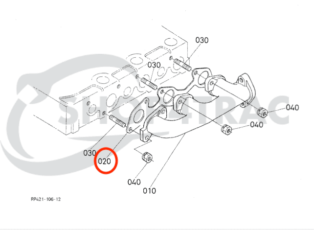 Uitlaatspruitstukpakking Kubota D1302 | D1402 | D1403 | D1503 | D1703 | D1803 - 2