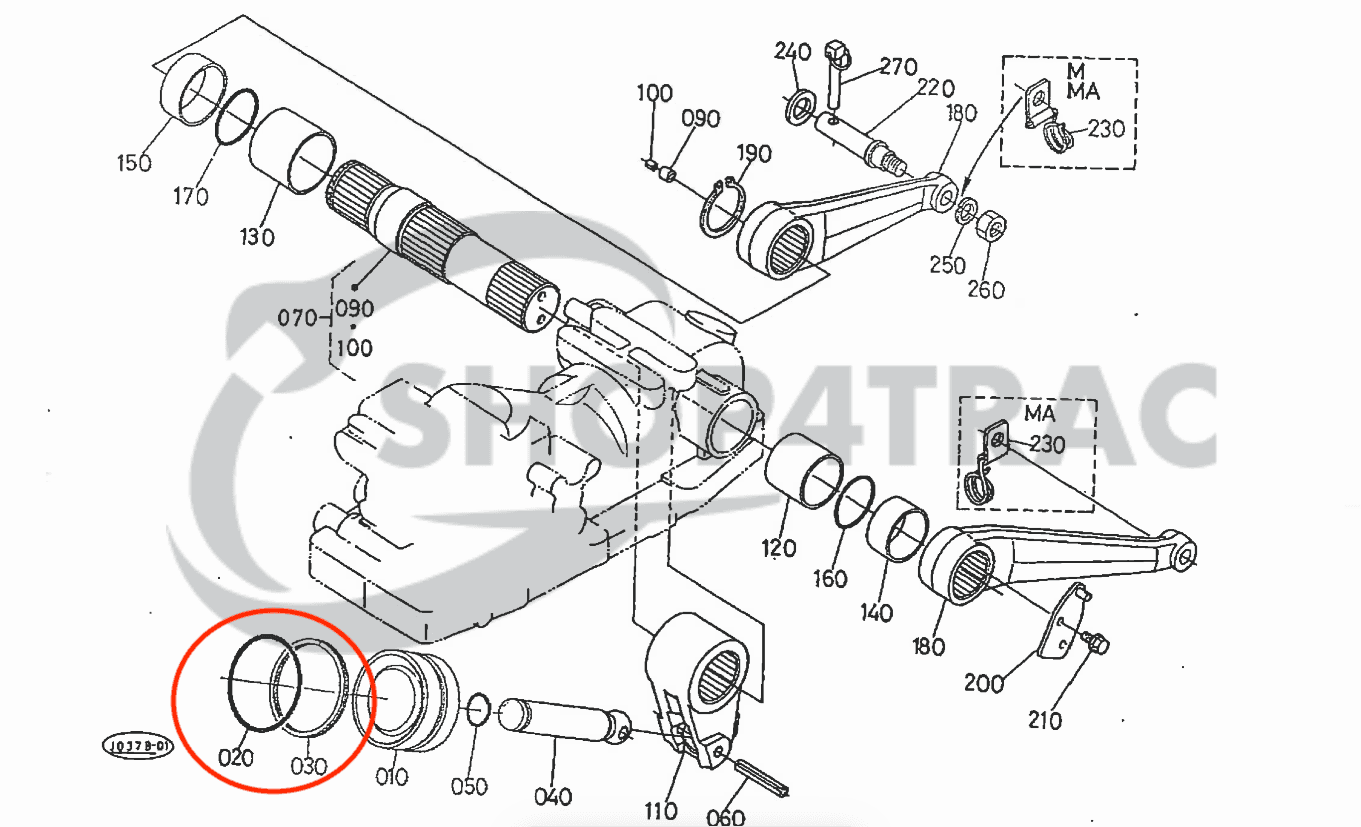 Hefcilinder O-ring en Steunring Kubota GL19 – GL32 | GL220 – GL338 | Hinomoto NX - 2
