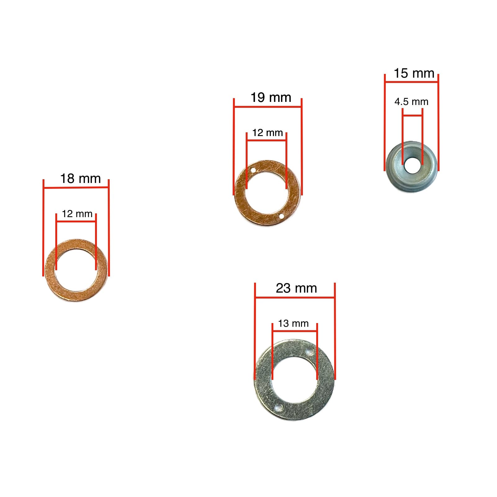 Kubota verstuiver | injector afdichting | seal | compleet | Z402 - Z600 | D722 - D1403 | D750 - D950 - D905 - D1305 | V1205 - V1505 | V1702 - V2403