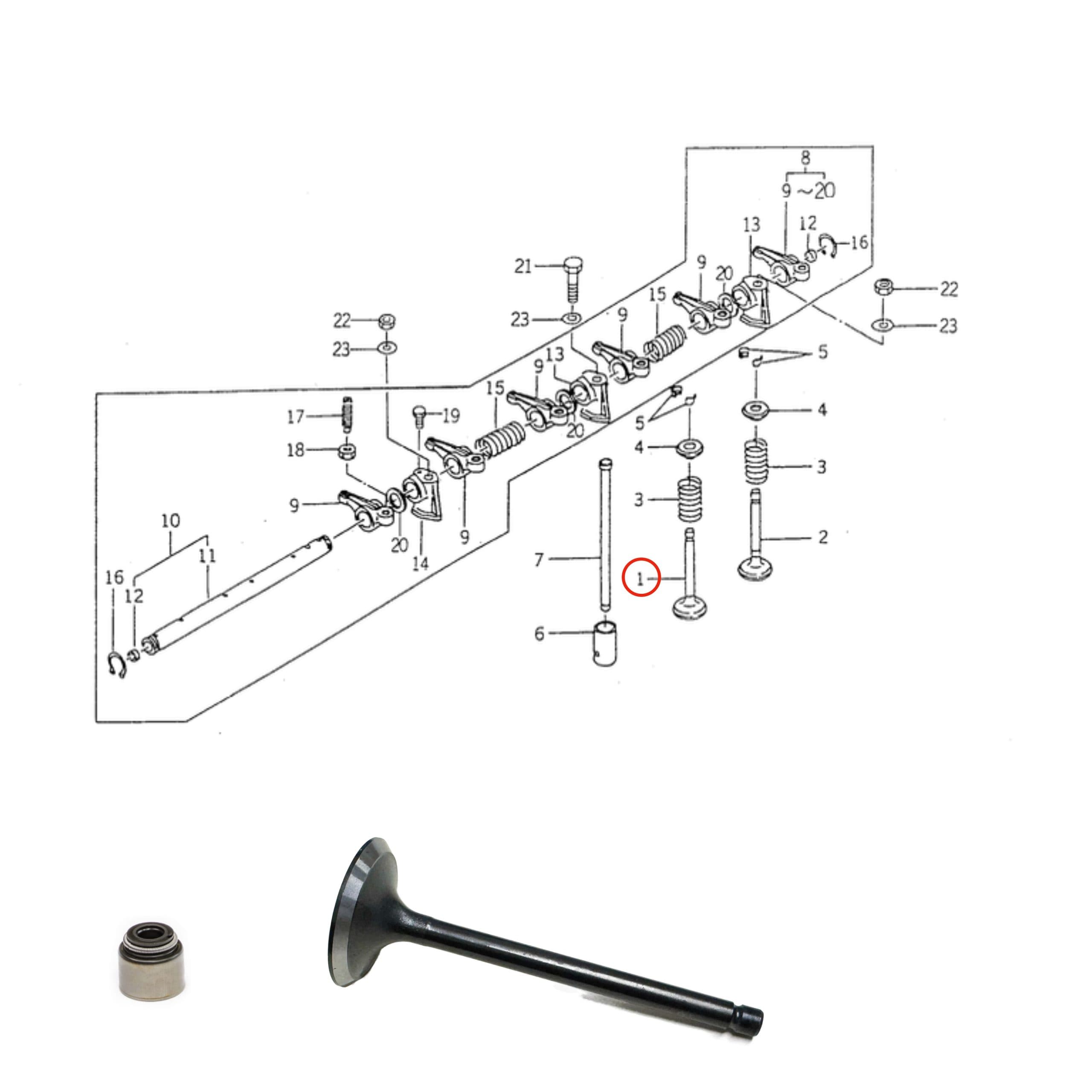 Inlaatklep Iseki motor E3CD | E3CE | E3CF | Iseki TK | TH | TG | SF | TF - 2