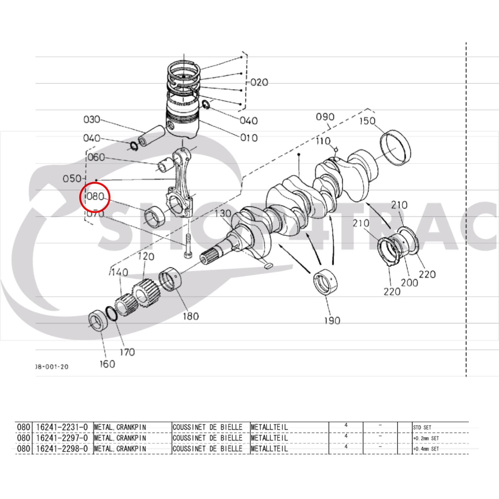 Drijfstanglager / lagerschaal Kubota D905 | D1105 | V1505 - Afbeelding 2