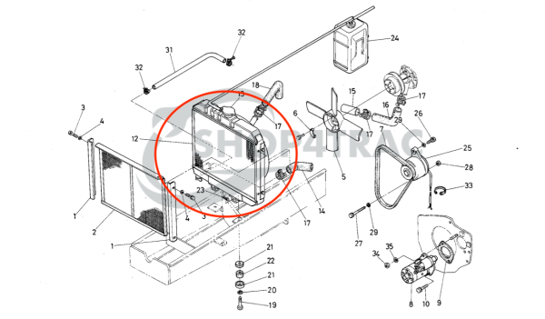 Radiateur Kubota B1600 - B1702 | Zen-noh ZB1600 - ZB1702 - Afbeelding 9