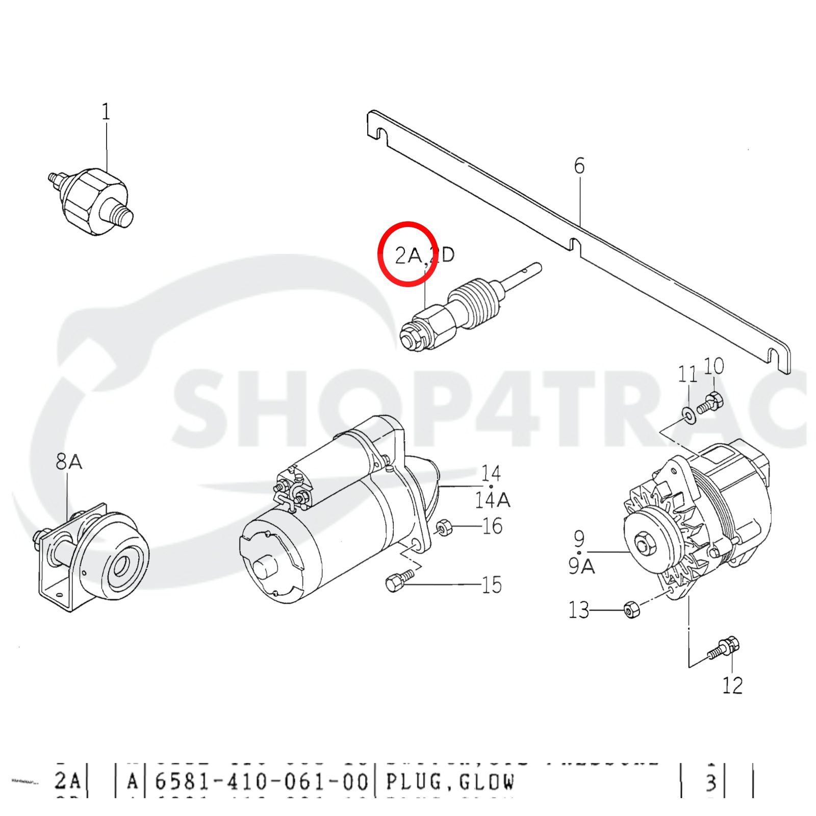 Gloeibougie | Gloeispiraal Iseki TL1900 - TL2700 | TU1700 - TU2100F | TE3210 - TE4300 - Afbeelding 2